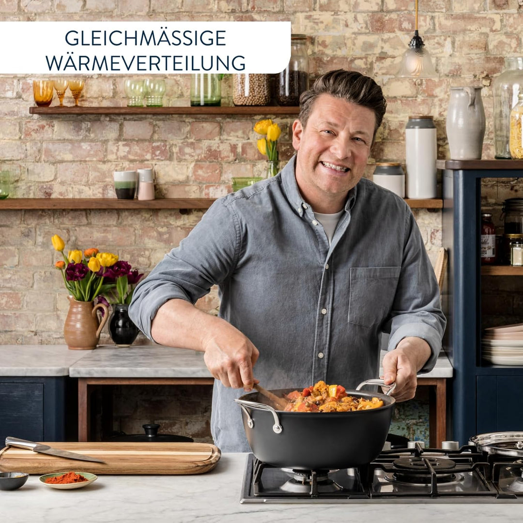 Tefal H91254 Jamie Oliver Batch-Cooking Set | Harteloxierter Kochtopf 30 cm | Antihaftversiegelung |