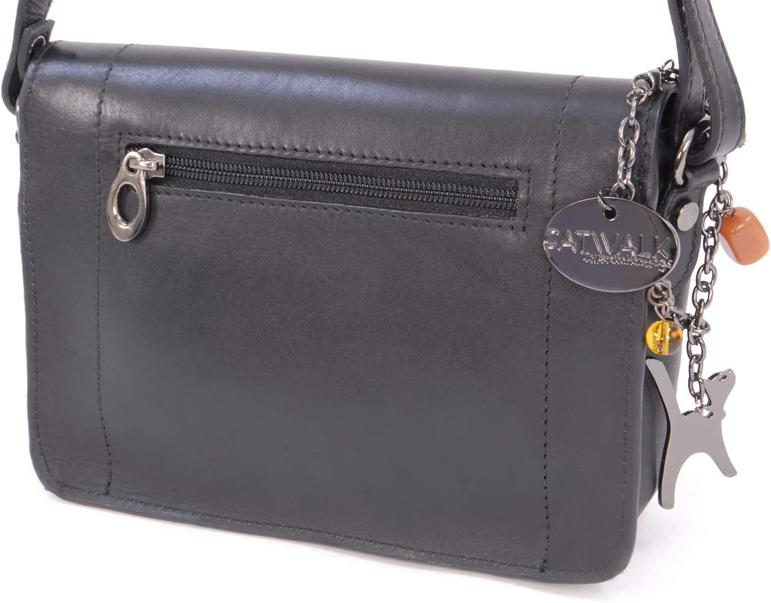 Catwalk Collection Handbags - Leder - Klien Umhängetasche/Schultertasche - FLORENCE Schwarz Cs, Schw