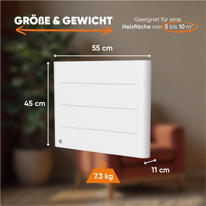 BESTHERM Bestherm Tanin Heizkörper, elektrisch, mit trockener Trägheit, Keramik, 1000 W, horizontal,