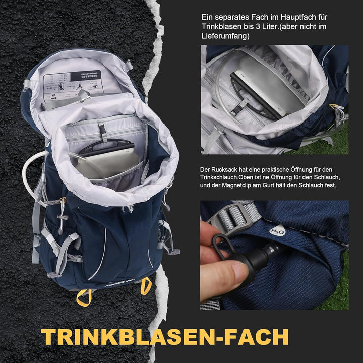 Mountaintop Trekkingrucksack 50L/60L Wanderrucksack Herren Damen Reiserucksack Grosser Rucksack mit