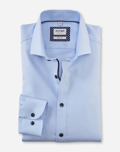 OLYMP Level Five Body fit Hemd Langarm Stretch Twill hellblau 45 Hellblau, 45 Hellblau