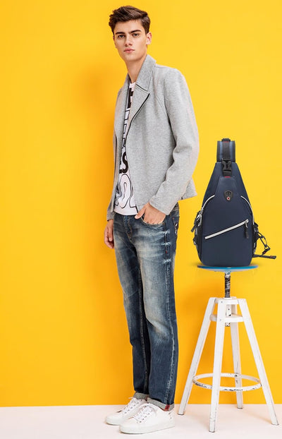 FANDARE Unisex Brusttasche Sling Bag Ultralight Daypacks Crossover Rucksack mit USB-Ladeanschluss Um