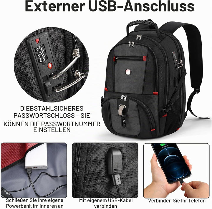 star cloud Schulrucksack Jungen Reiserucksack Scultasche Herren Gross, 17,3 Zoll Laptop Rucksack Arb