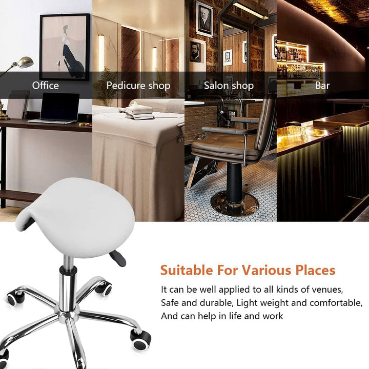 KKTONER Sattelhocker Arbeitshocker höhenverstellbar drehbar Rollhocker Bürohocker mit Sattelsitz Wei