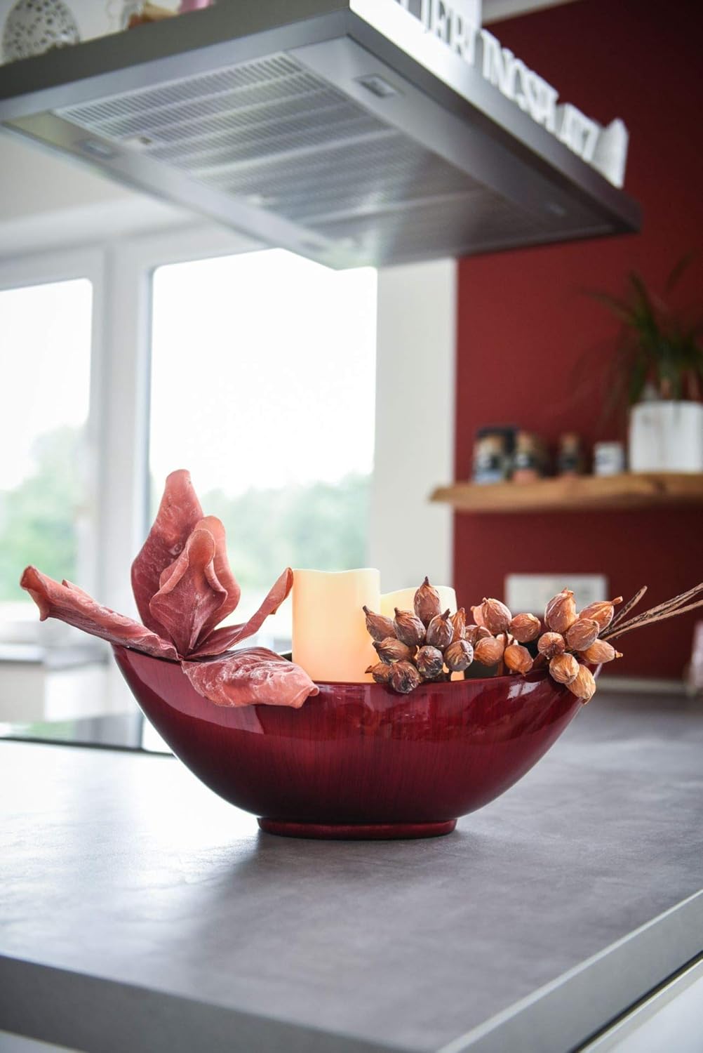 VIVANNO Dekoschale Schale Pflanzschale Mondana 16 x 39 x 20 cm, Rot Schwarz Hochglanz Rot Schwarz Ho