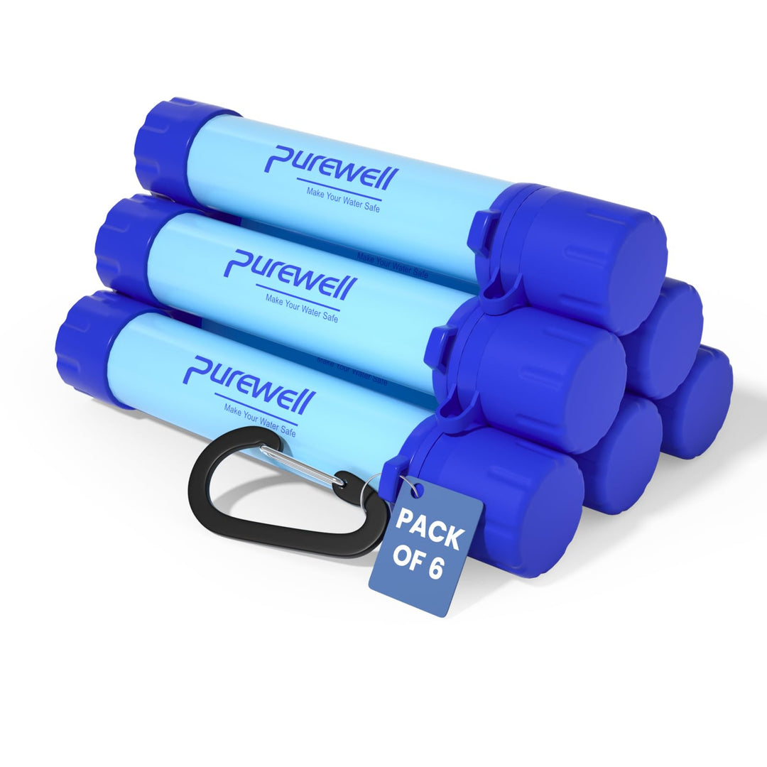 Purewell Wasserfilter für unterwegs - Entfernt 99,99% Schadstoffe auf 0,01 Microns - Tragbarer Filte