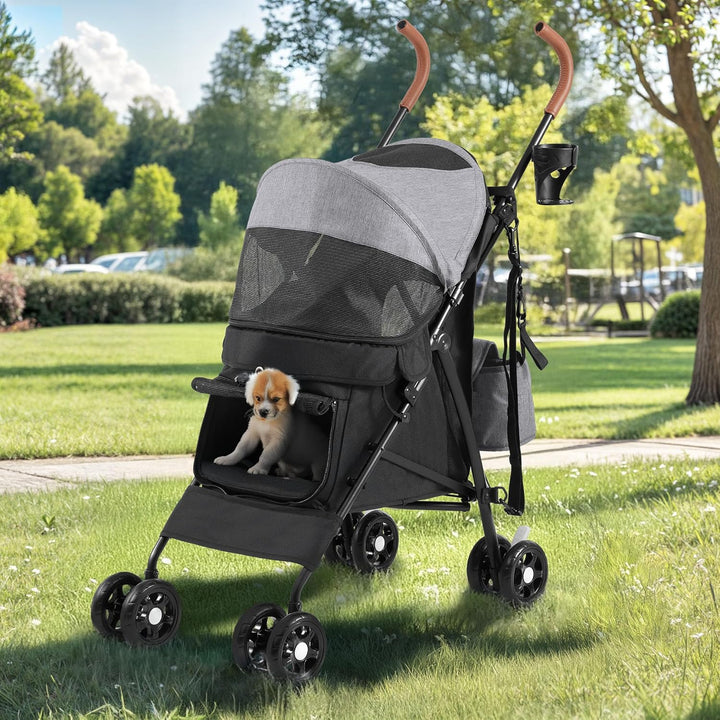 DWVO Hundewagen Hundebuggy für Hunde & Katzen bis 11,3 kg, Faltbar klappbar, Haustiere Buggy mit Kis