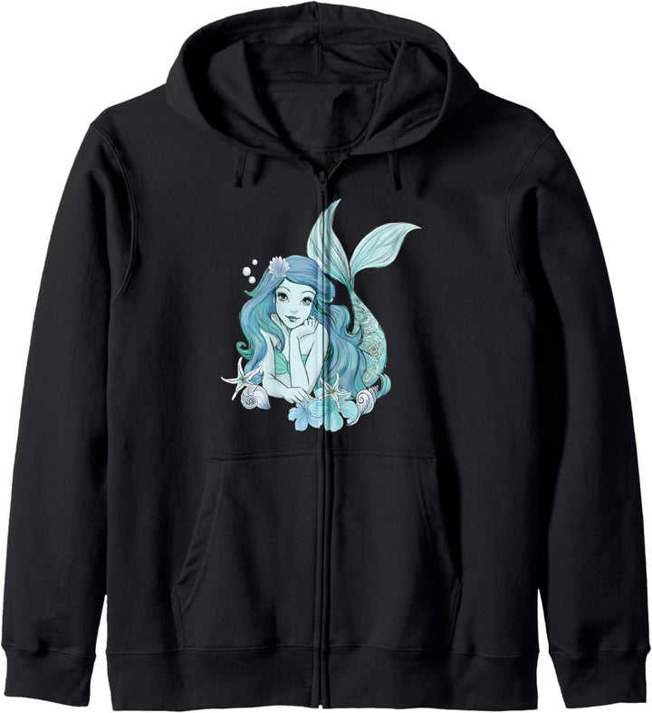 Disney Little Mermaid Ariel Teal Sketch Kapuzenjacke