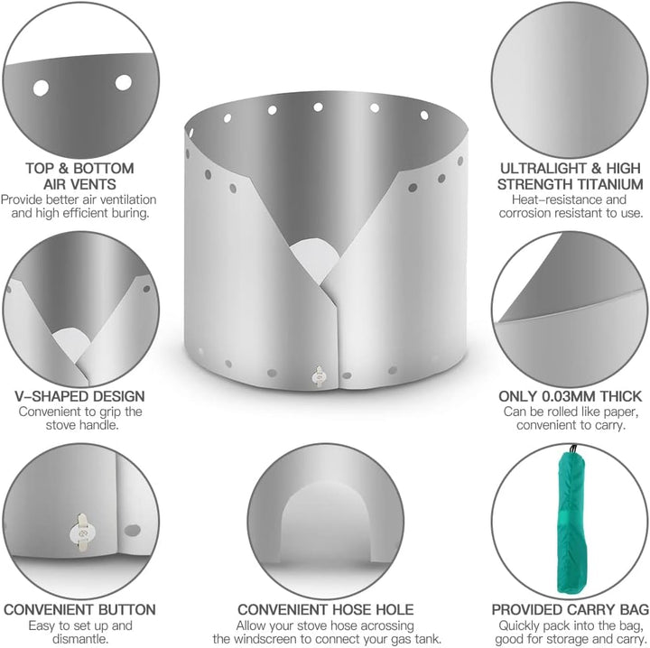 Lixada Ultraleichter Titan Outdoor Campingkocher Windschutz Regenschirm Winddichte Platte 18cm