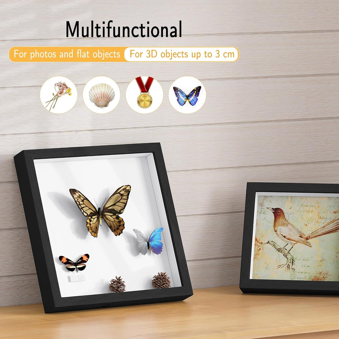 EUGAD 2er Pack 3D Bilderrahmen zum Befüllen, Objektrahmen 30x30 cm, tiefer Rahmen für Objekte bis 3