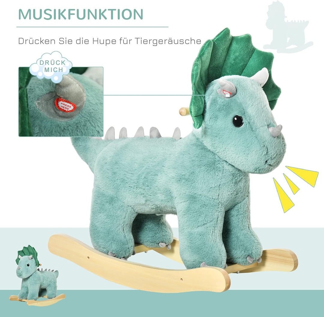 HOMCOM Kinder Schaukel Schaukeltier Schaukelpferd Dunkelgrün 64 x 30 x 54 cm Dunkelgrün 64L x 30B x