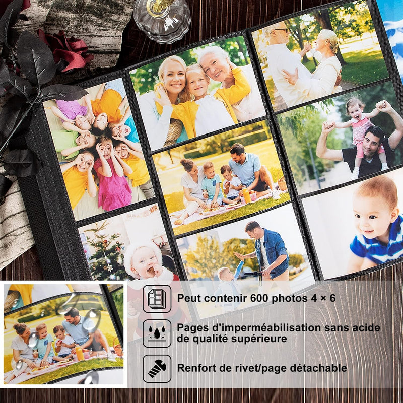 Lanpn Fotoalbum 10x15 1000, Traditionell Extra Grosses XXL Kunstleder Einstecken Einsteckalbum für H