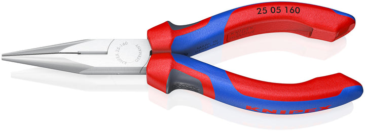 Knipex Flachrundzange mit Schneide (Radiozange) verchromt, mit Mehrkomponenten-Hüllen 160 mm 25 05 1
