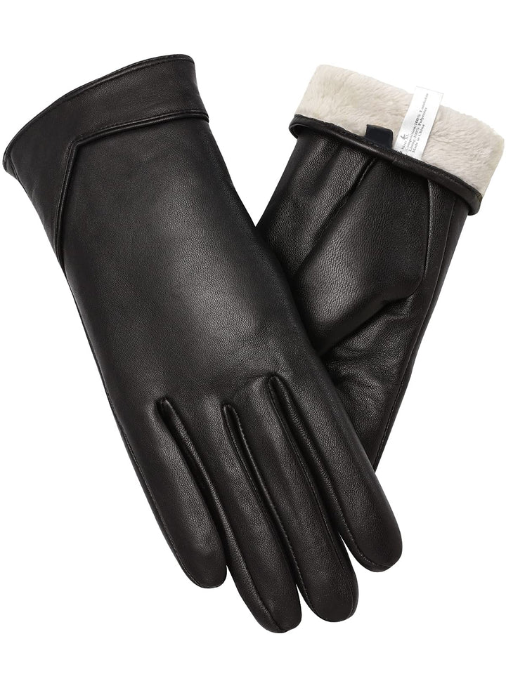 vislivin Touchscreen Handschuhe Damen Winter Lederhandschuhe Warme Leder SMS Handschuhe Schwarz S, S