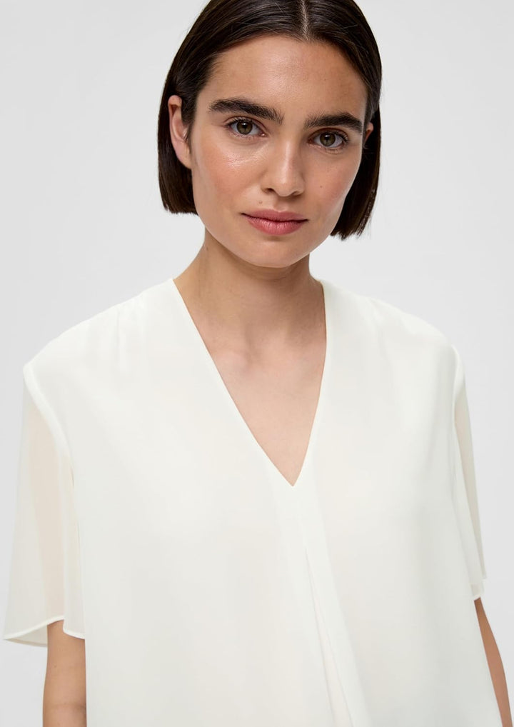 s.Oliver BLACK LABEL Bluse mit V-Ausschnitt, 34 Ecru