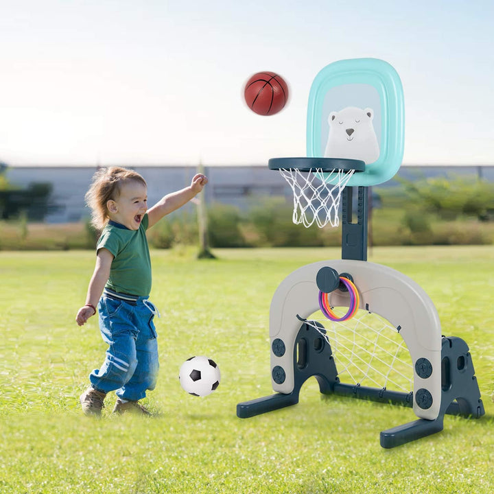 Hello-5ive Basketballkorb-Set, 3-in-1-Kinder-Basketballkorb-Ständer, einfache Punktzahl, verstellbar