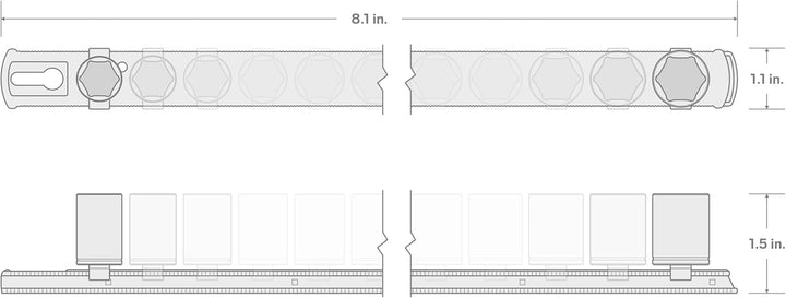 TEKTON 1/10.2 cm Antrieb 6-Kant Steckschlüsselsatz mit Schiene, 11-teilig (5/32-9/40.6 cm) | SHD9010