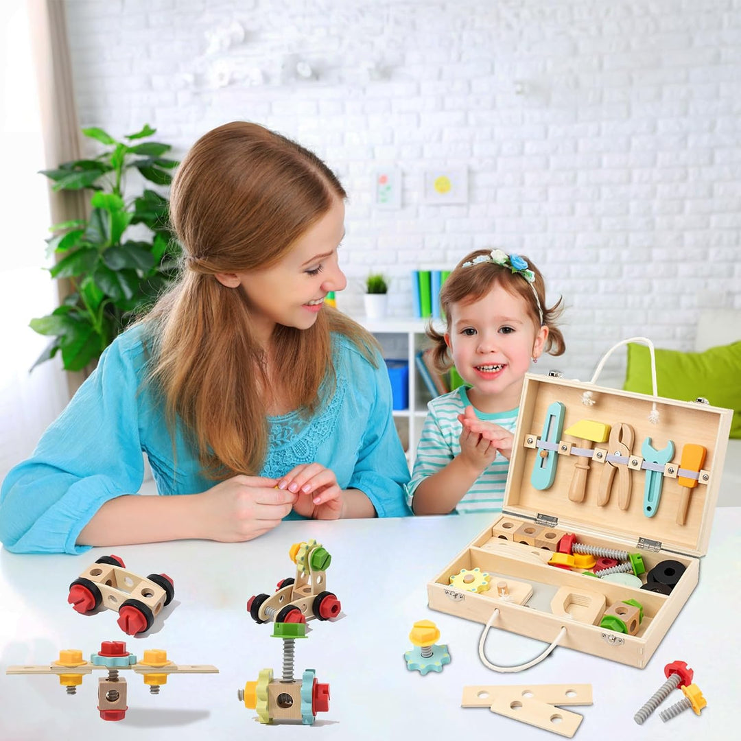 Werkzeugkoffer Kinder Spielzeug Werkzeug Kinder Holz Holzbaukasten Kinderwerkzeug Lernspielzeug Werk