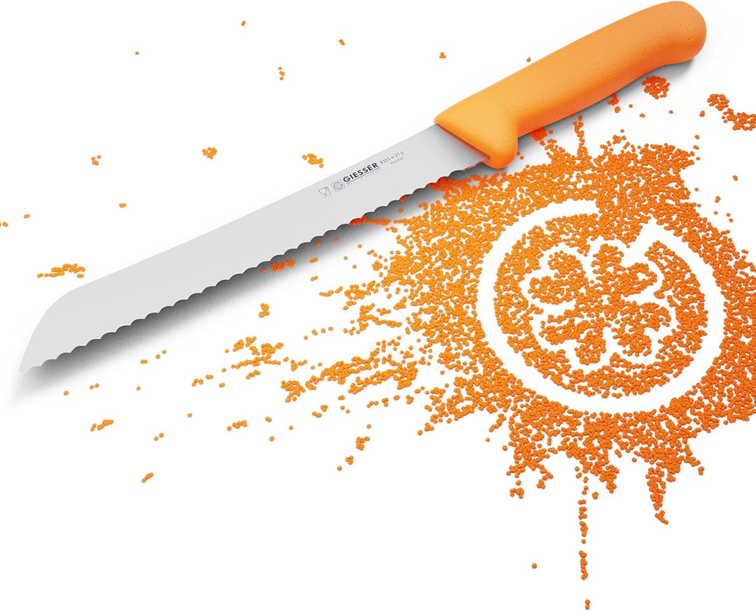 Giesser seit 1776 - Made in Germany - Brotmesser orange, Basic Orange, Klinge 21 cm, Wellenschliff,