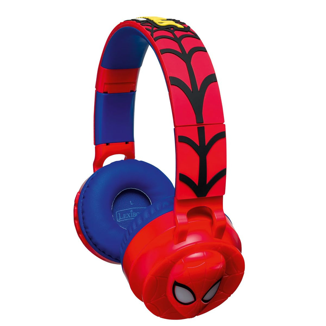 Lexibook, Bluetooth-Headset Spiderman mit Lichteffekten und 85-dB-Schallpegelbegrenzung, Rot, HPBT01