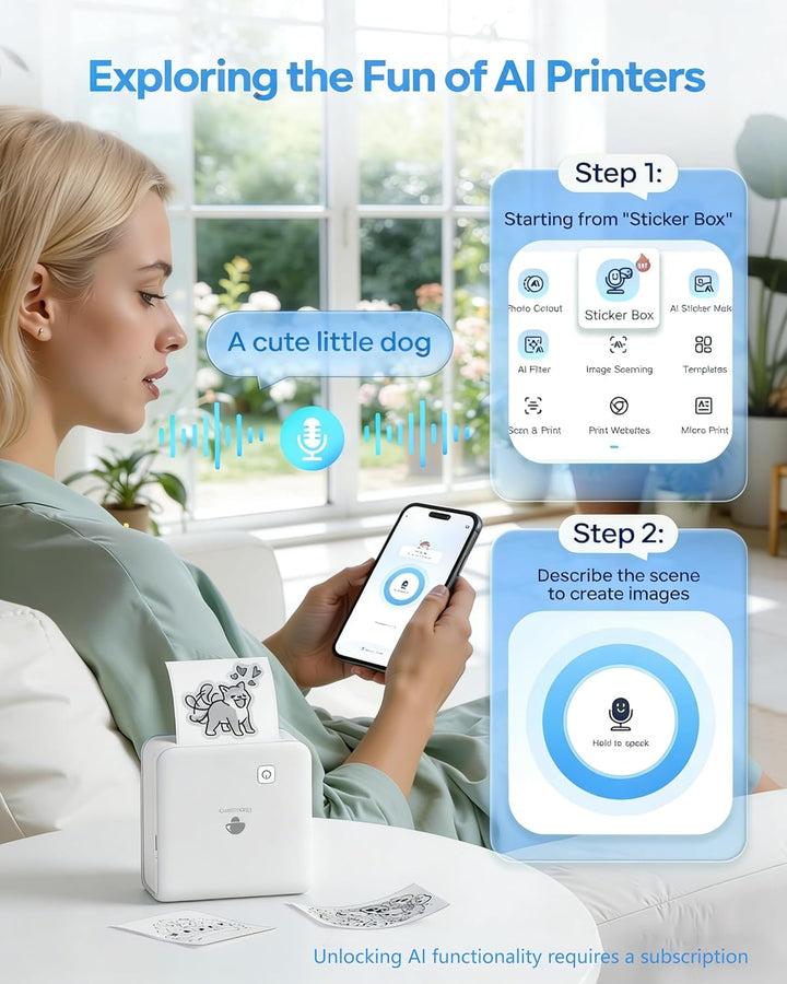 Phomemo M02 Pro Mini Drucker für Smartphone, Sticker Drucker 300 DPI Mini Thermodrucker Tiny Printer