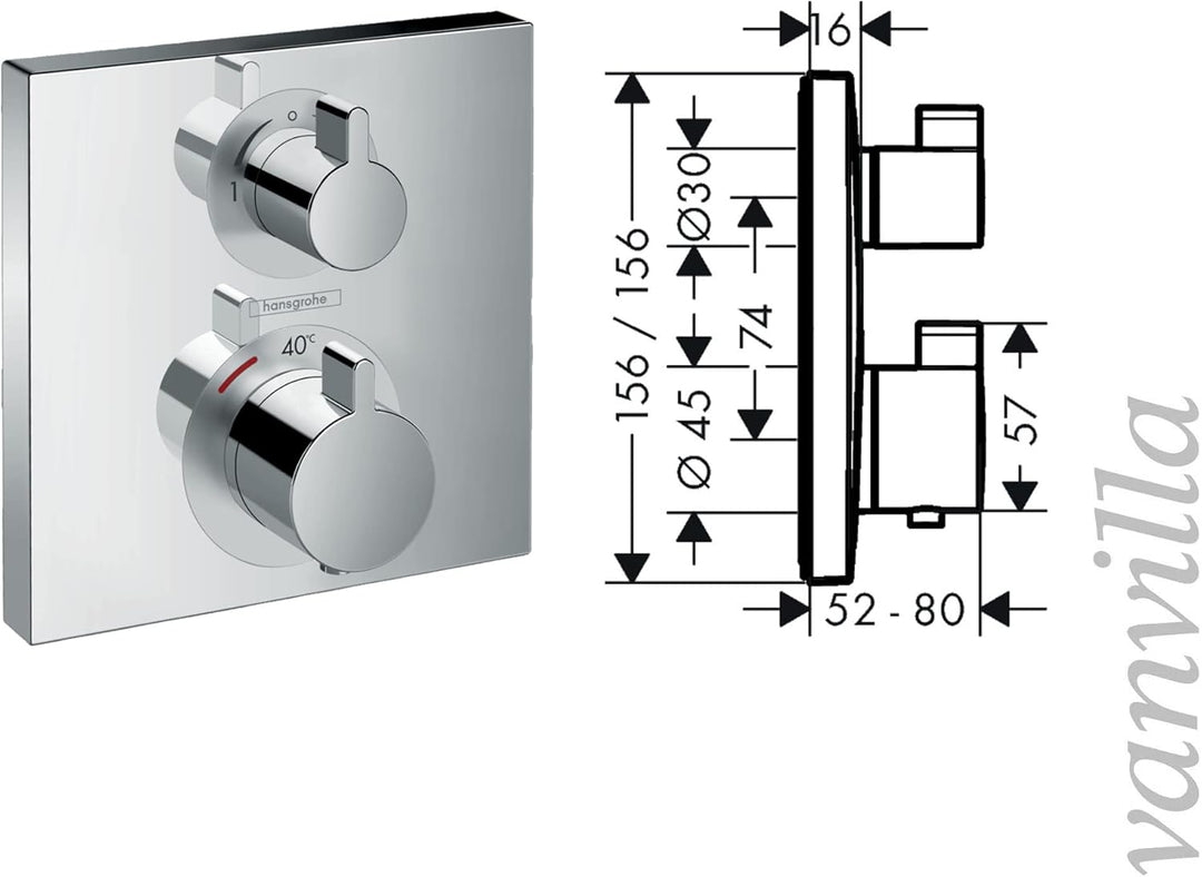 vanvilla Duschsystem mit Unterputz Duscharmatur von Hansgrohe Ecostat Square Thermostat und vanvilla
