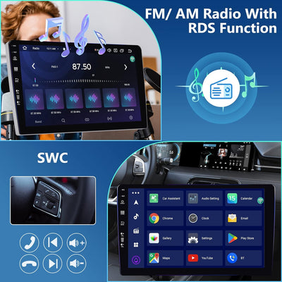 Autoradio 4GB 64GB 8-Kern Android mit Carplay Wireless Android Auto, Mirror Link, Hodozzy 9 Zoll IPS