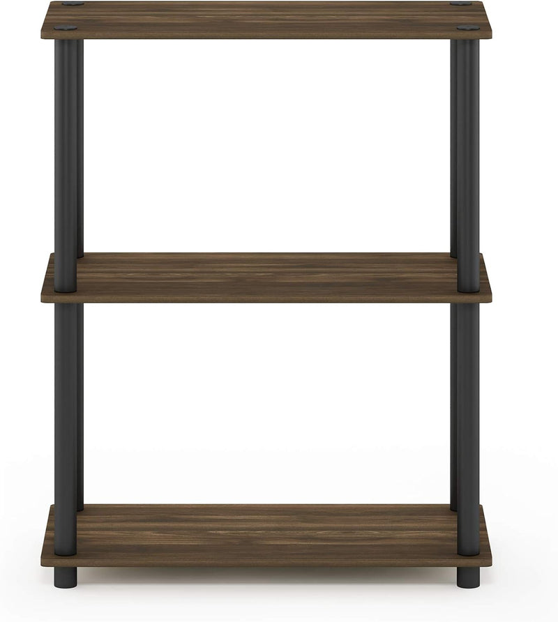 Furinno 3-Ebenen kompaktes Mehrzweck-Regal, holz, Columbia Walnut/Schwarz, 75.18 x 59.94 x 29.46 cm