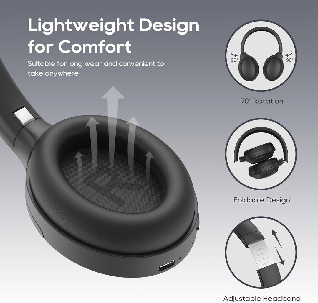 Srhythm NiceComfort 45 Active Noise Cancelling Headphone, drahtlose Bluetooth-Kopfhörer mit Transpar