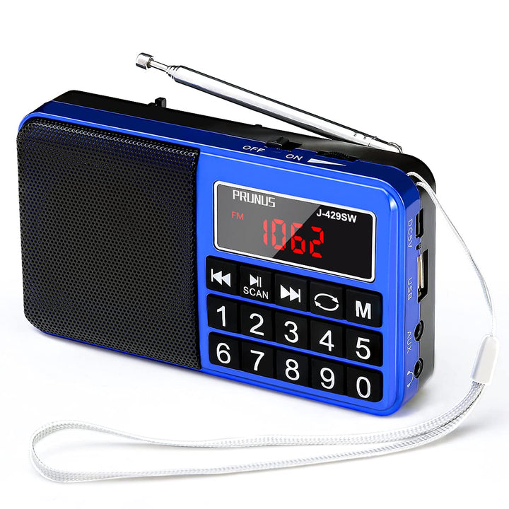 PRUNUS J-429SW Tragbares Radio klein FM/AM(MW)/SW,Grosse Gummierte Knöpfe&Display Digital Radio für