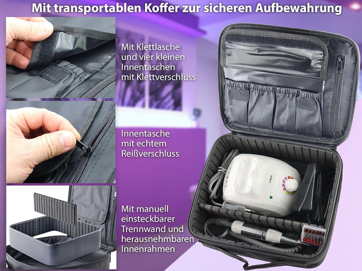 PROFI Hornhaut-Fusspflegegerät Nagelfräser Schleifgerät Hornhautschleifer + 2 Fräser-Set`s inkl. Auf