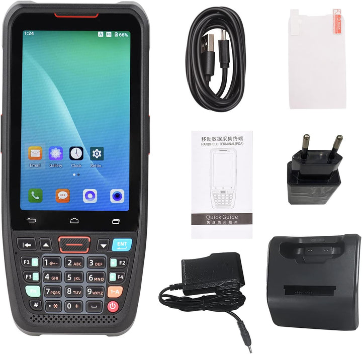 Palmare POS Android 10.0 Terminale PDA Scanner di codici a Barre 1D/2D/QR Con Base di ricarica Suppo