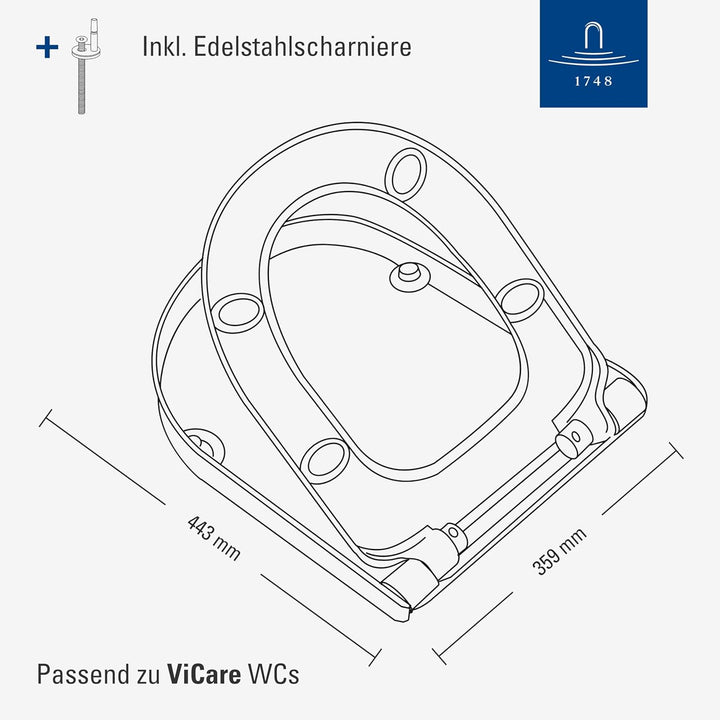 Villeroy & Boch ViCare WC-Sitz barrierefrei, Toilettendeckel mit Absenkautomatik, abnehmbarer Toilet
