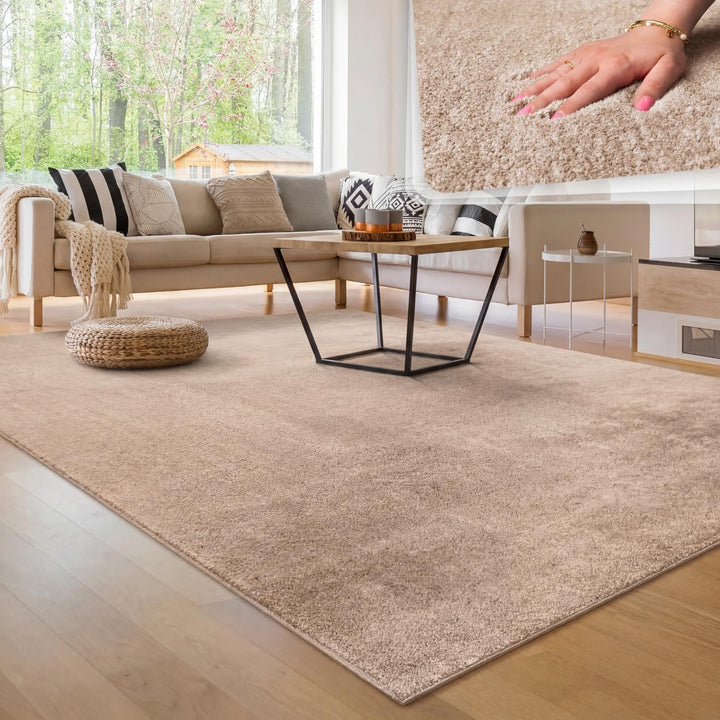 Paco Home Waschbarer Teppich Wohnzimmer Schlafzimmer Kurzflor rutschfest Flauschig Weich Moderne Ein