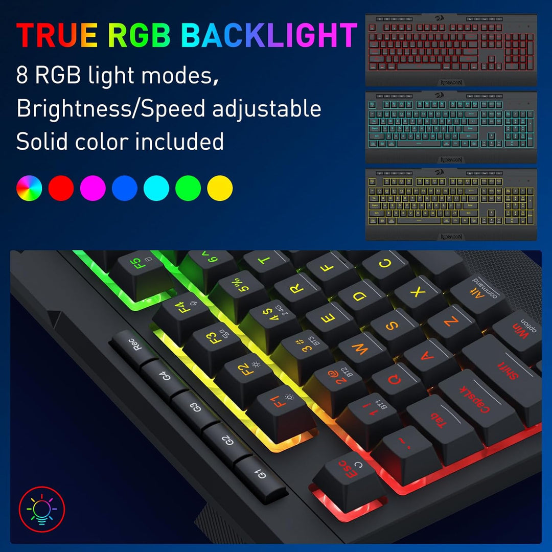 Redragon S151 PRO 3-Modus Wilreess Gaming-Tastatur &amp; Maus-Kombination, 104 Tasten K525 RGB-Membranta