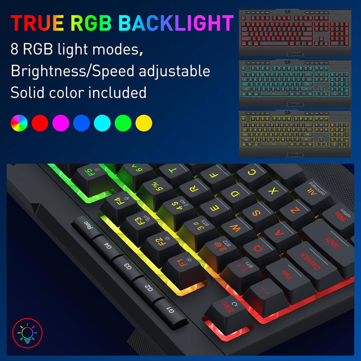 Redragon S151 PRO 3-Modus Wilreess Gaming-Tastatur &amp; Maus-Kombination, 104 Tasten K525 RGB-Membranta