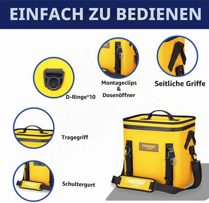 Thurso Surf Soft-Kühltasche für 24 Dosen, tragbare Eiskühltasche, 48 Stunden Isolierung, auslaufsich