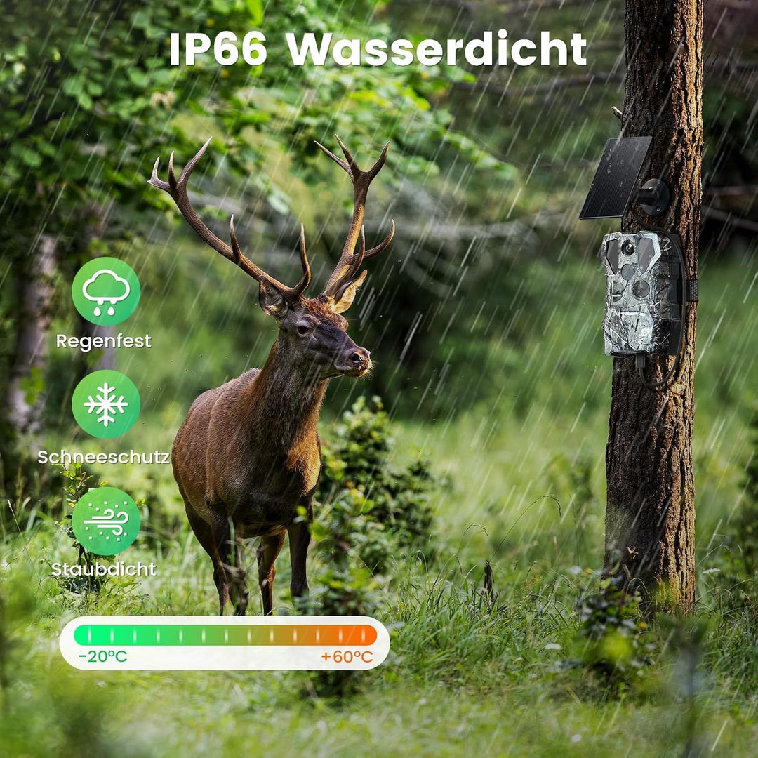 XTU WLAN Wildkamera mit Handyübertragung App, 2.7K 64MP Wildtierkamera mit Nachtsicht Bewegungsmelde