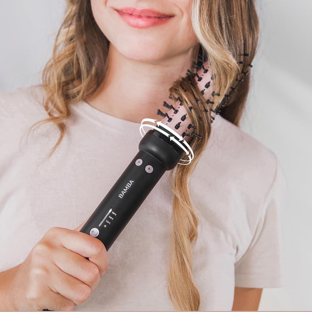 Cecotec Glättbürste Bamba InstantCare Curly AirFlow. Trocknet und kräuselt, 34mm Zylinder, Keramikbe