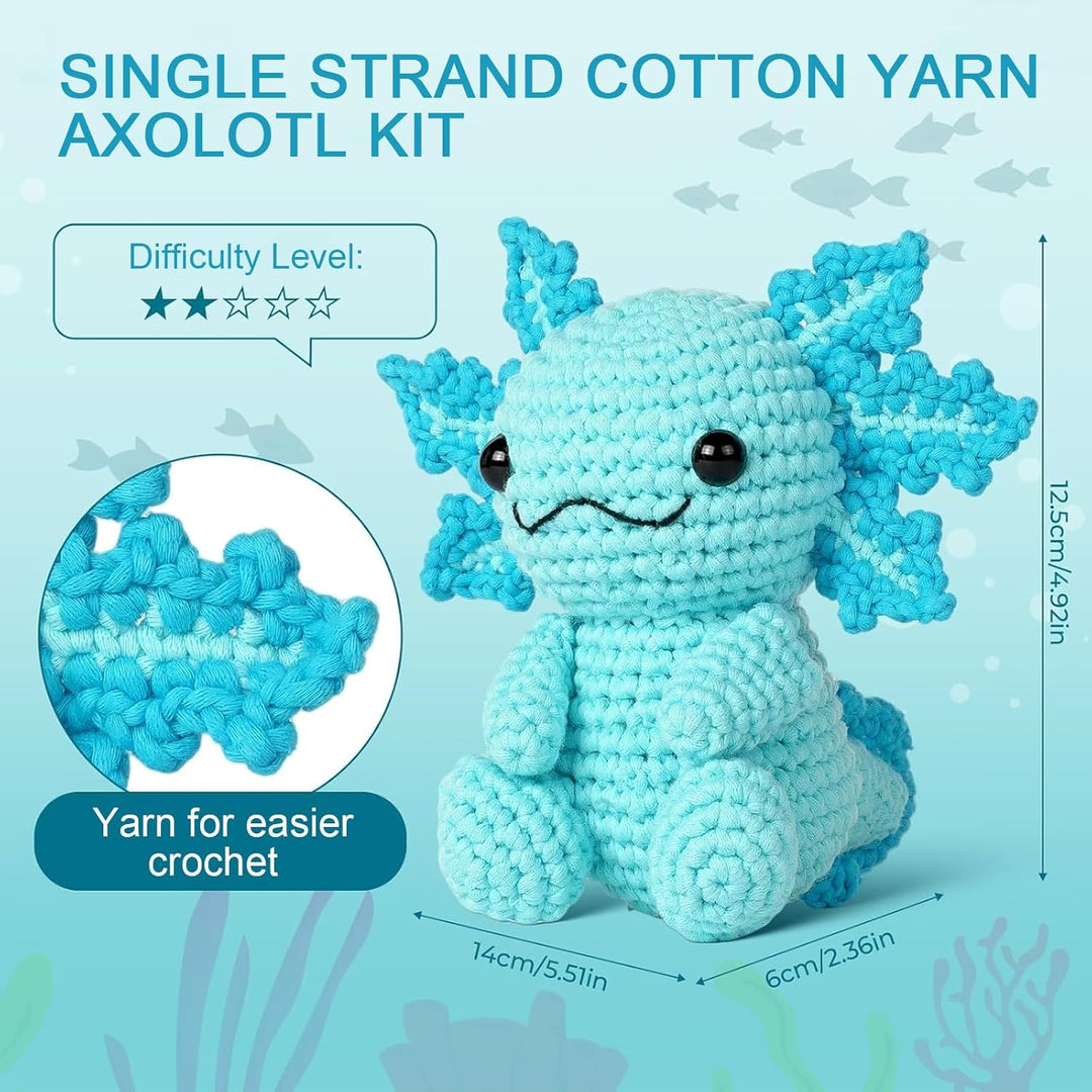 Häkelset für Anfänger Axolotl Häkelnadel Set für Tiere Strickset Bastelset für Erwachsene Kinder Häk