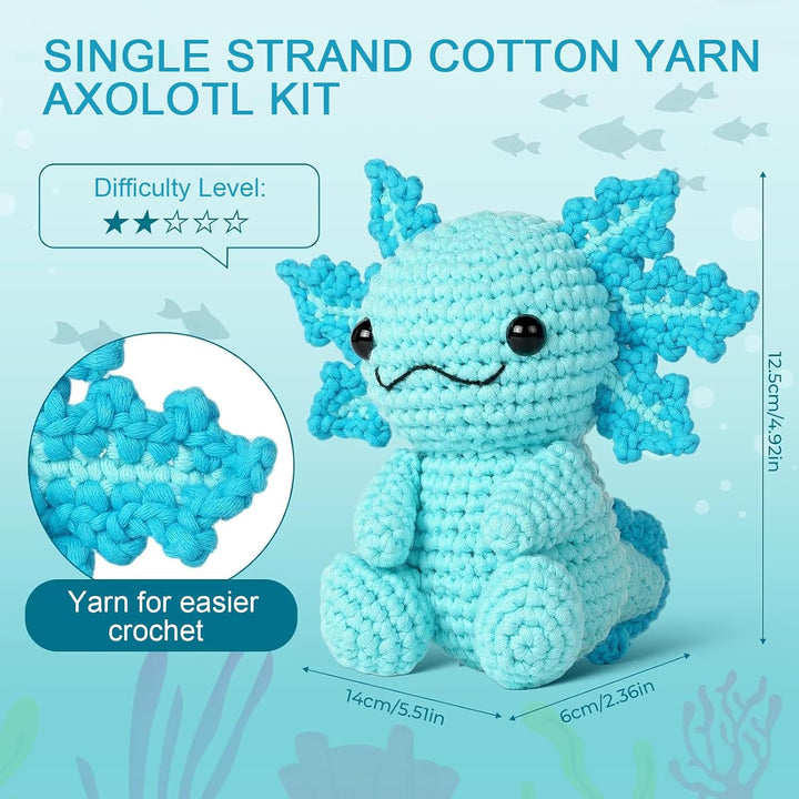 Häkelset für Anfänger Axolotl Häkelnadel Set für Tiere Strickset Bastelset für Erwachsene Kinder Häk