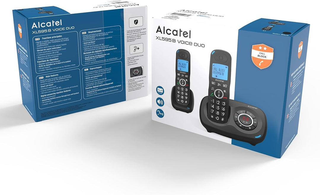 Alcatel XL595 Voice Duo schnurloses Grosstastentelefon mit Zwei Mobilteilen und Anrufbeantworter ext