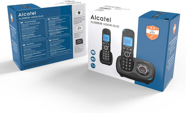 Alcatel XL595 Voice Duo schnurloses Grosstastentelefon mit Zwei Mobilteilen und Anrufbeantworter ext