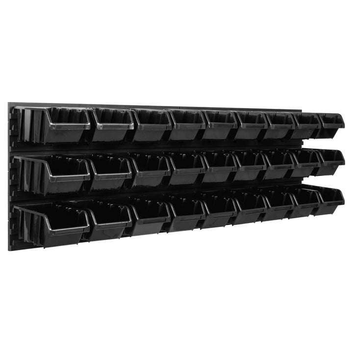 SimpleThing Lagersystem Werkstattregal | 115 x 39 cm | 27 stck. Box | Wandregal mit Stapelboxen - Wa