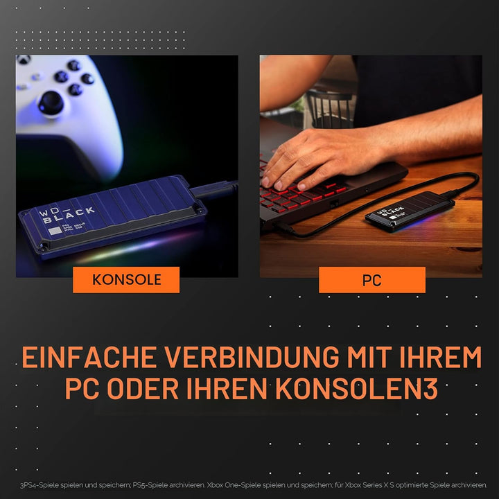 WD_BLACK P40 Game Drive SSD 500 GB externe SSD (WD_BLACK Dashboard, 2.000 MB/s Lesen, 1.950 MB/s Sch