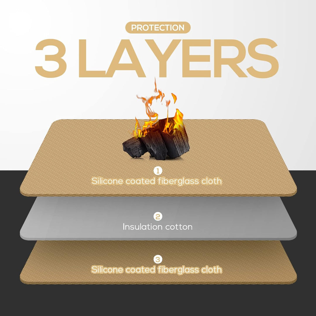 FLASLD Feuerfeste Kaminmatte 61×104cm Halbrunder Herdteppich Schützt Böden vor Funken Glut, Braun 61