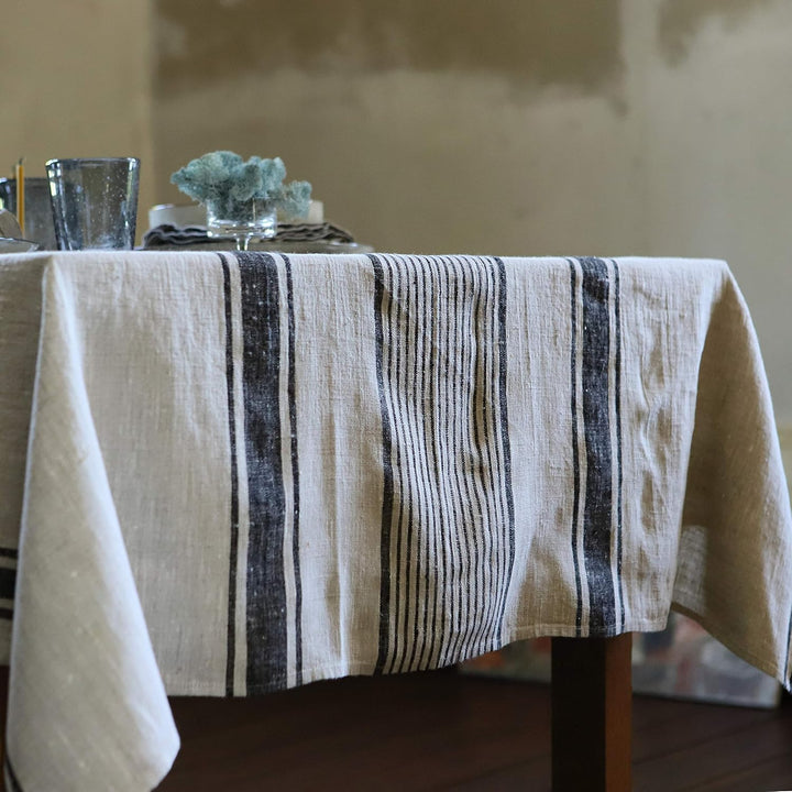 LinenMe Schwarze Leinentischdecke Provence 136x320cm 136 x 320 cm, 136 x 320 cm