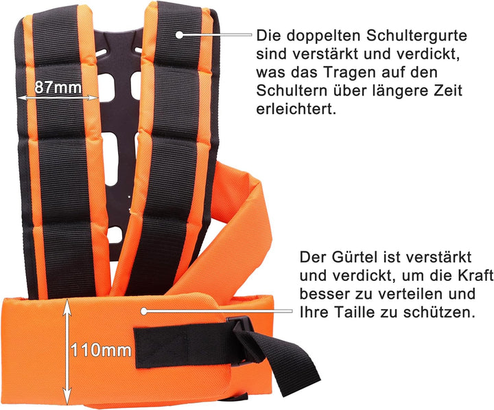 Neegool doppelte Schultergurte, sichere und Bequeme verstellbare professionelle Gurte für Rasenmäher