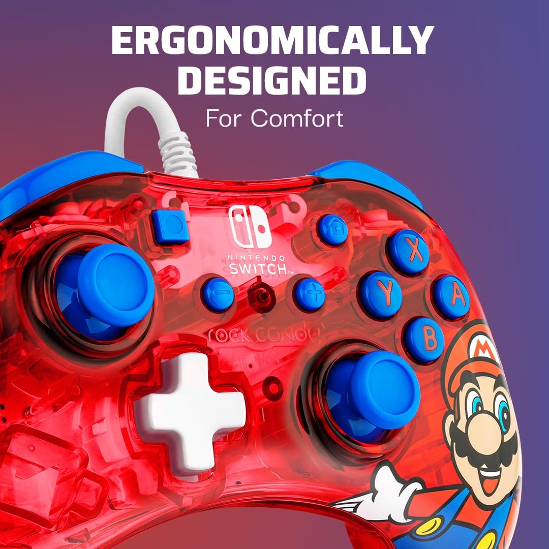PDP Rock Candy verkabelt Gaming Switch Pro Controller - Mario - Rot - Official License Nintendo - OL