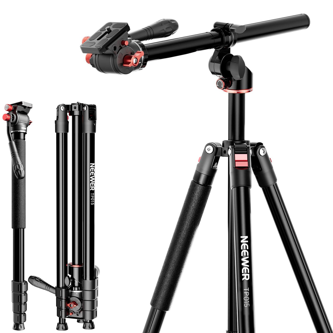 NEEWER BASICS Overhead Horizontal Kamera Stativ Einbeinstativ mit Fluidkopf und Mittelsäule, 75,4" M